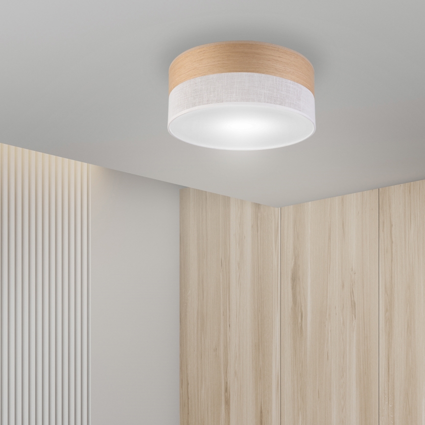 Plafon SIRJA WOOD 1xE27/15W/230V śr. 35 cm biały/dąb