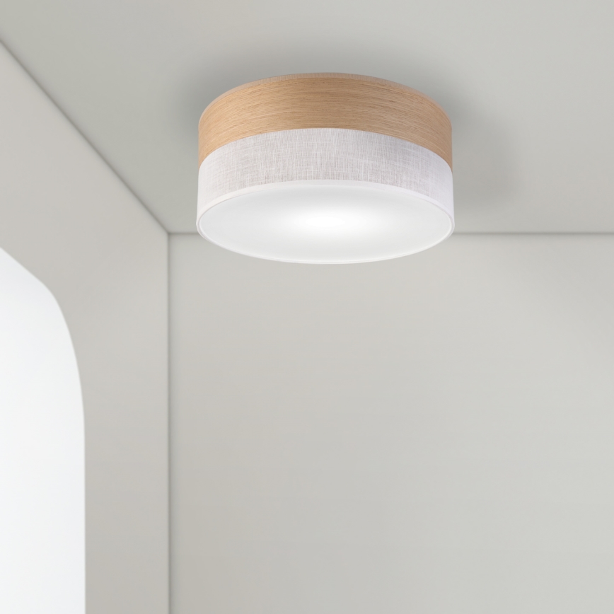 Plafon SIRJA WOOD 1xE27/15W/230V śr. 35 cm biały/dąb