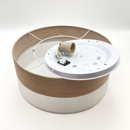 Plafon SIRJA WOOD 1xE27/15W/230V śr. 35 cm biały/dąb