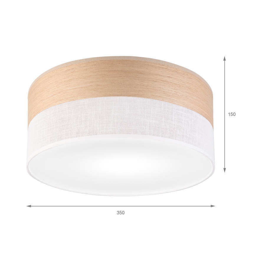 Plafon SIRJA WOOD 1xE27/15W/230V śr. 35 cm biały/dąb