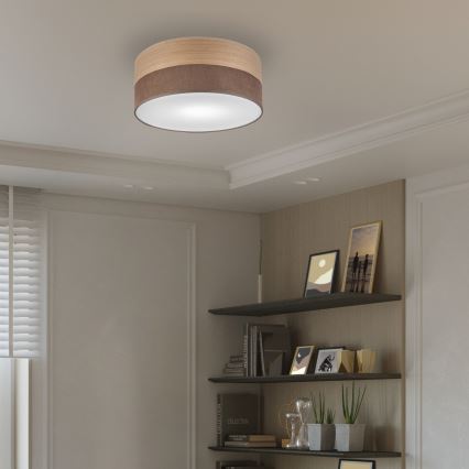 Plafon SIRJA WOOD 1xE27/15W/230V śr. 35 cm brązowy/dąb