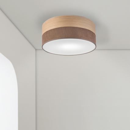 Plafon SIRJA WOOD 1xE27/15W/230V śr. 35 cm brązowy/dąb