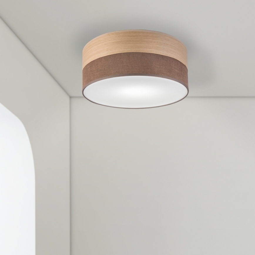 Plafon SIRJA WOOD 1xE27/15W/230V śr. 35 cm brązowy/dąb