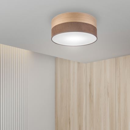 Plafon SIRJA WOOD 1xE27/15W/230V śr. 35 cm brązowy/dąb