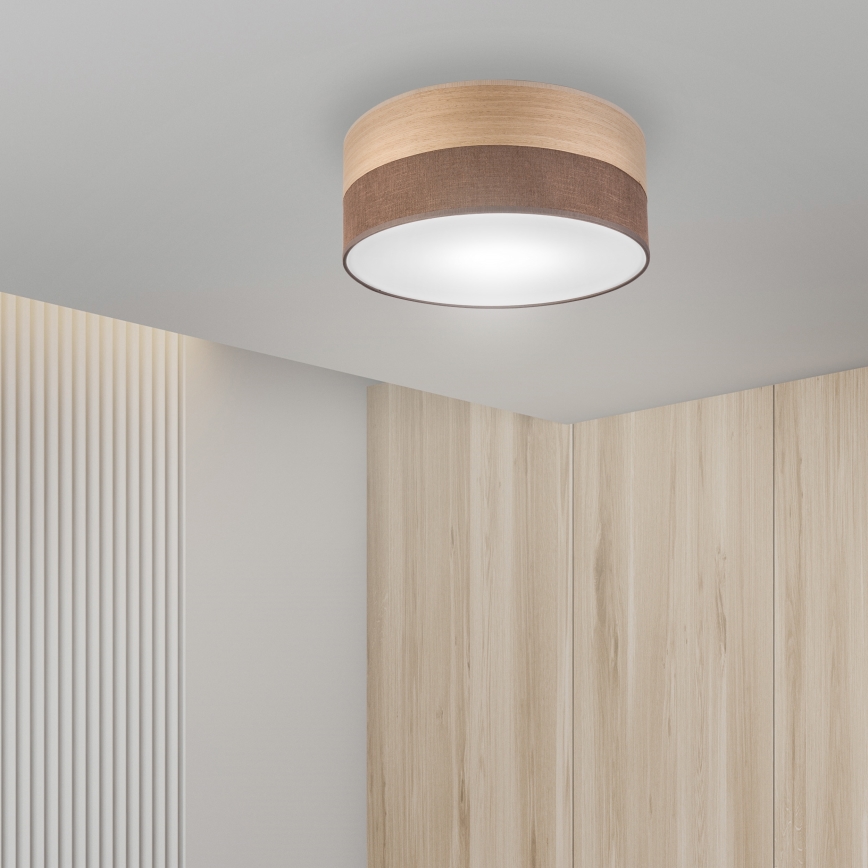 Plafon SIRJA WOOD 1xE27/15W/230V śr. 35 cm brązowy/dąb