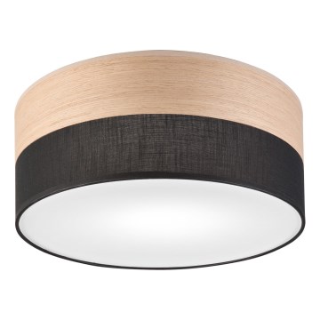 Plafon SIRJA WOOD 1xE27/15W/230V śr. 35 cm czarny/dąb