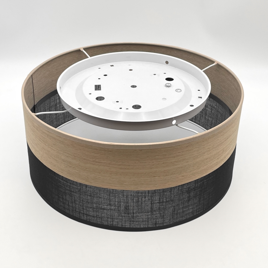 Plafon SIRJA WOOD 1xE27/15W/230V śr. 35 cm czarny/dąb