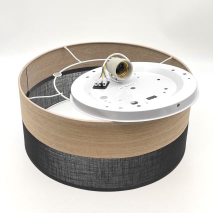 Plafon SIRJA WOOD 1xE27/15W/230V śr. 35 cm czarny/dąb
