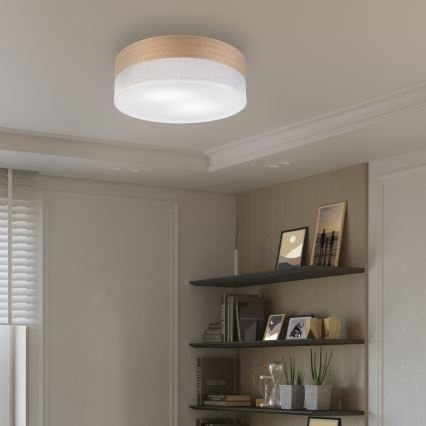 Plafon SIRJA WOOD 2xE27/15W/230V śr. 45 cm biały/dąb