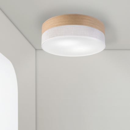 Plafon SIRJA WOOD 2xE27/15W/230V śr. 45 cm biały/dąb