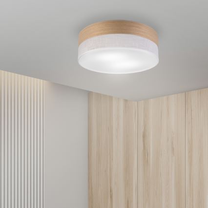 Plafon SIRJA WOOD 2xE27/15W/230V śr. 45 cm biały/dąb
