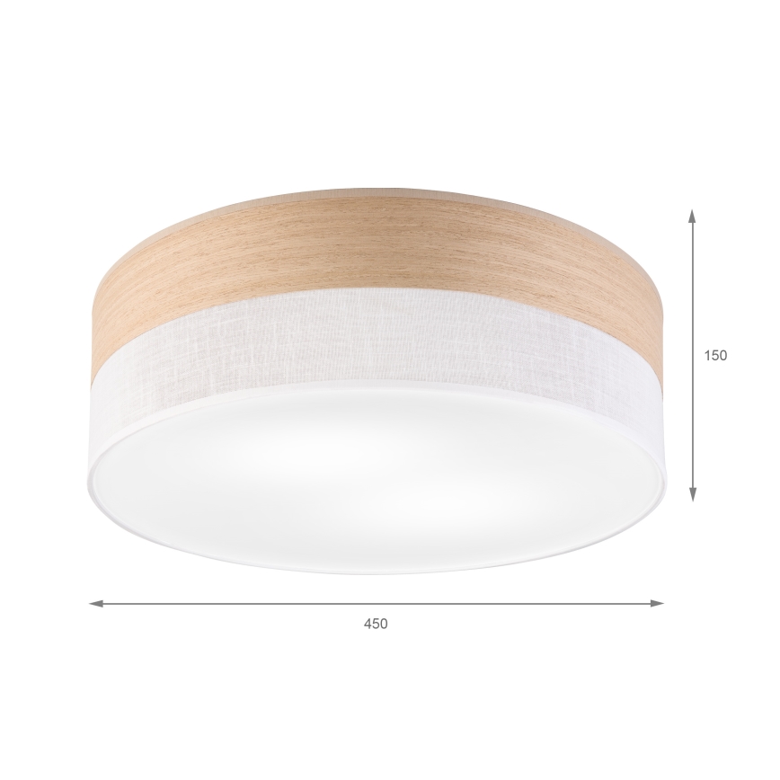 Plafon SIRJA WOOD 2xE27/15W/230V śr. 45 cm biały/dąb