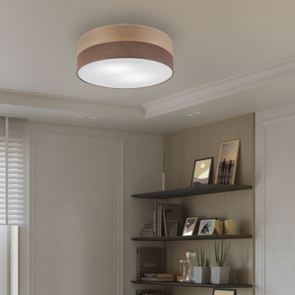 Plafon SIRJA WOOD 2xE27/15W/230V śr. 45 cm brązowy/dąb