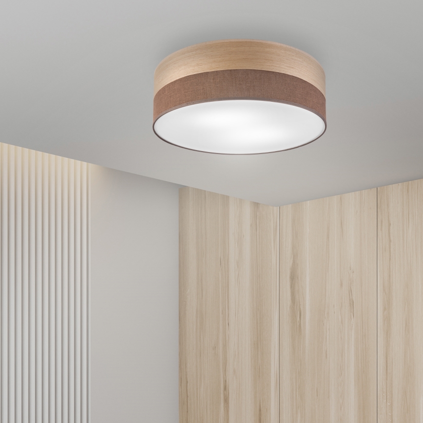 Plafon SIRJA WOOD 2xE27/15W/230V śr. 45 cm brązowy/dąb
