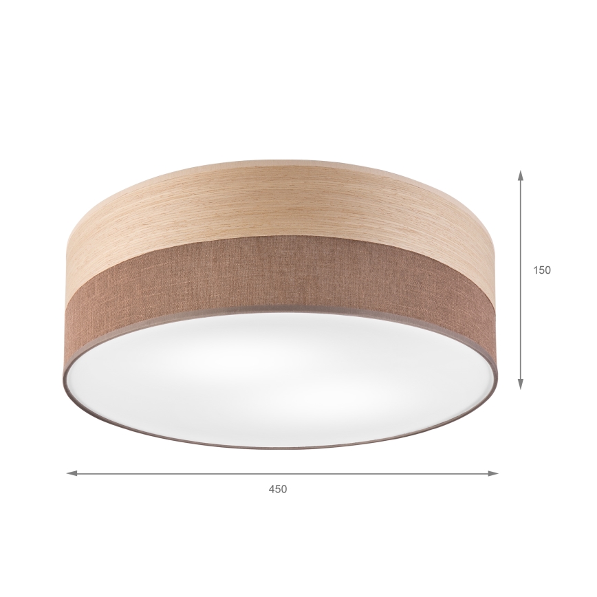 Plafon SIRJA WOOD 2xE27/15W/230V śr. 45 cm brązowy/dąb