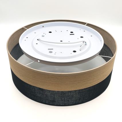 Plafon SIRJA WOOD 2xE27/15W/230V śr. 45 cm czarny/dąb
