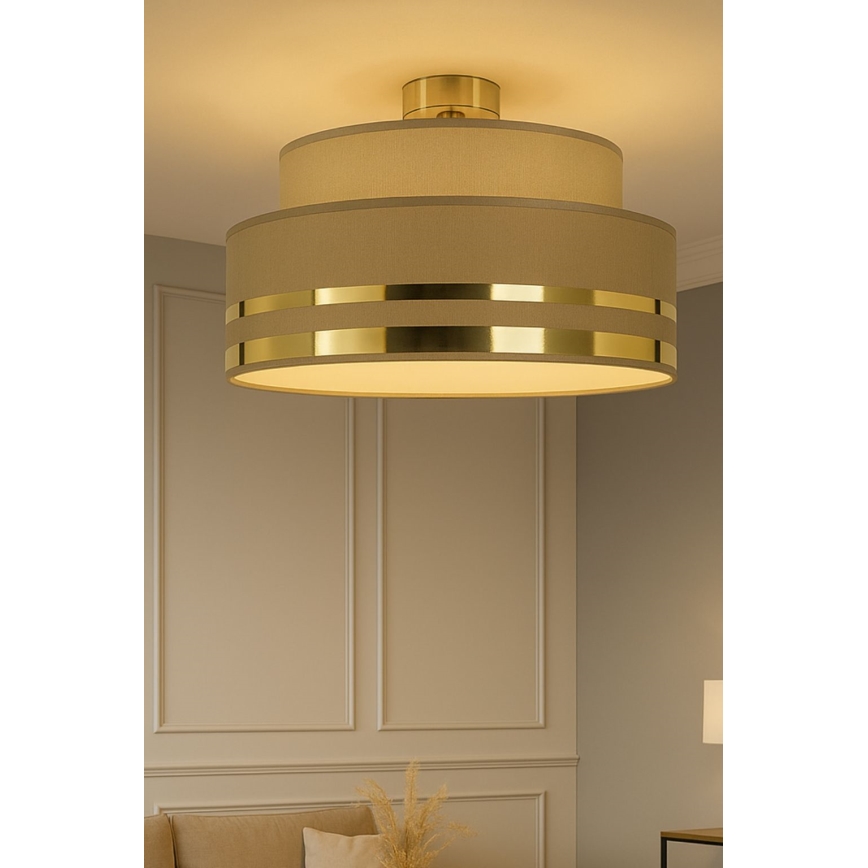 Plafon TAMI 1xE27/60W/230V śr. 40 cm brązowy/złoty