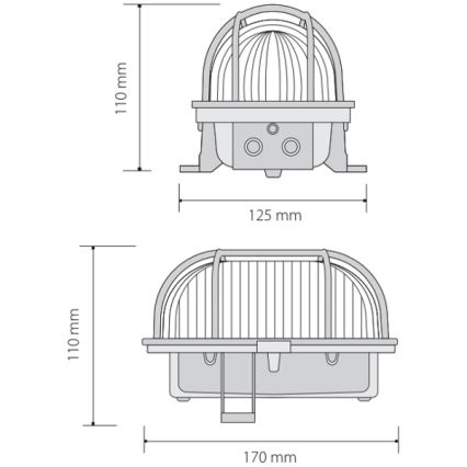 Plafon zewnętrzny OVAL 1xE27/60W/230V IP44