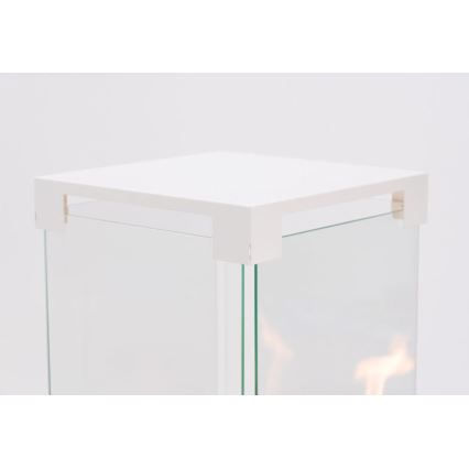 Planika - zewnętrzny gaz Kominek 142x36 cm 8kW 1xAAA biały + pokrowiec ochronny