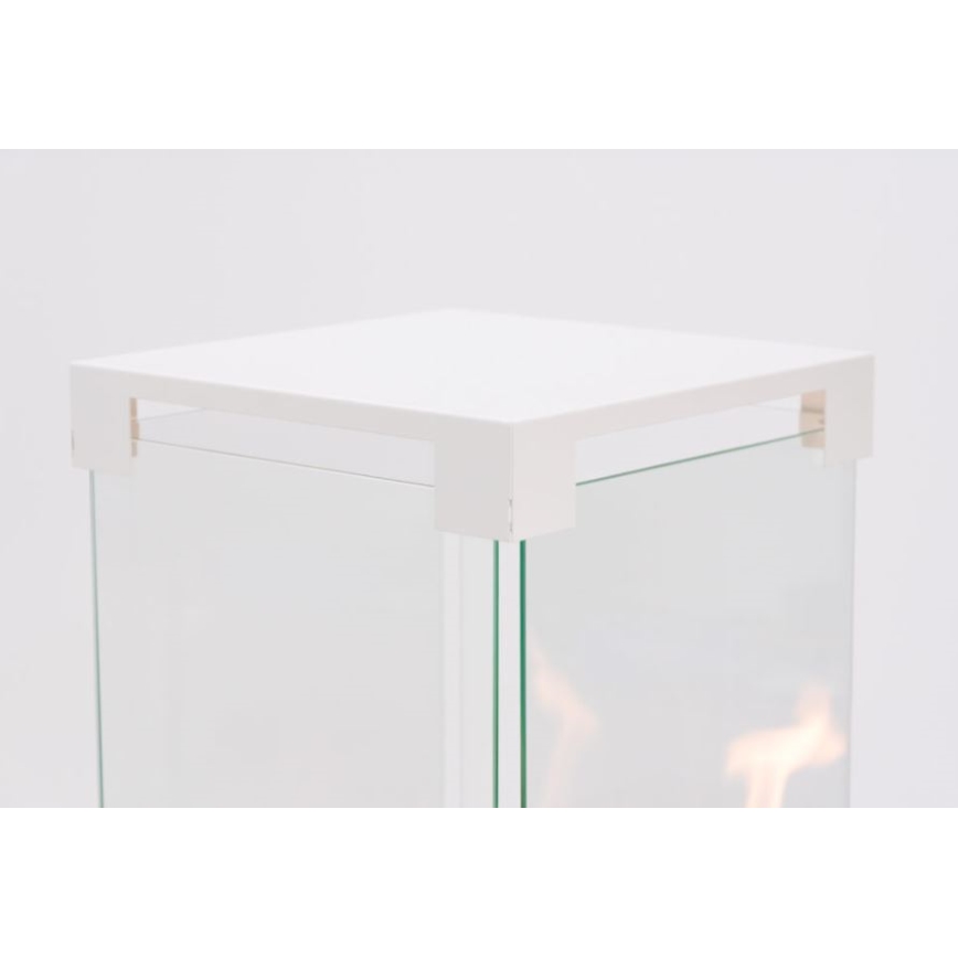 Planika - zewnętrzny gaz Kominek 142x36 cm 8kW 1xAAA biały + pokrowiec ochronny