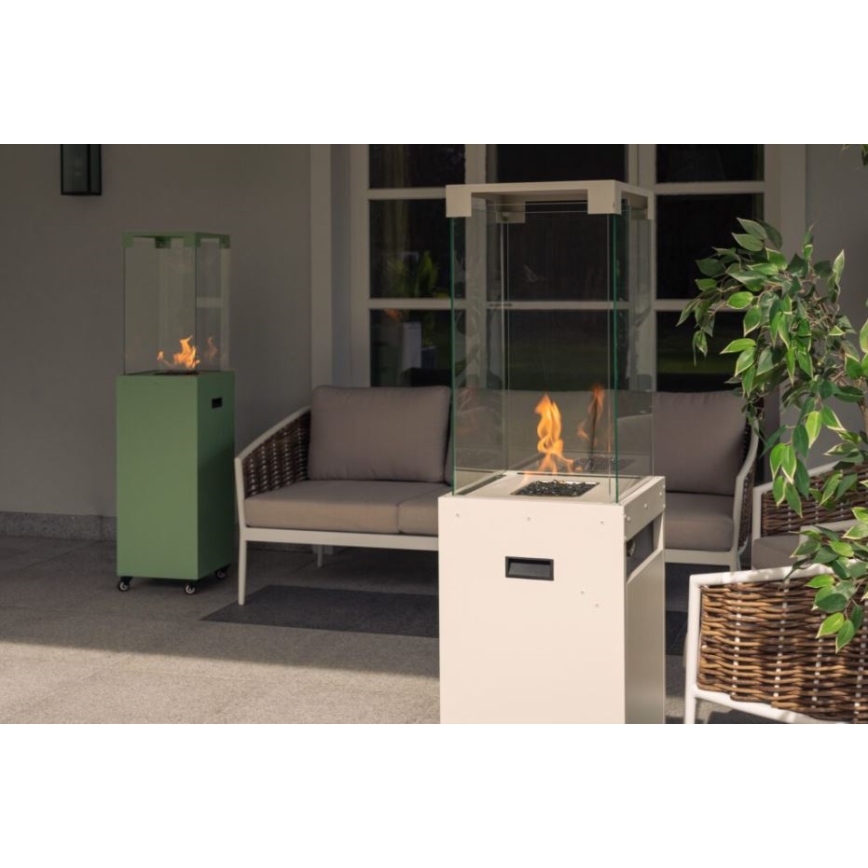 Planika - zewnętrzny gaz Kominek 142x36 cm 8kW 1xAAA zielony + pokrowiec ochronny