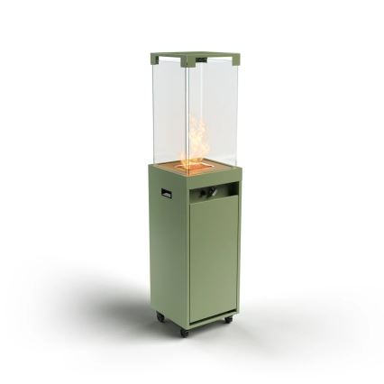 Planika - zewnętrzny gaz Kominek 142x36 cm 8kW 1xAAA zielony + pokrowiec ochronny