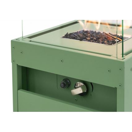 Planika - zewnętrzny gaz Kominek 142x36 cm 8kW 1xAAA zielony + pokrowiec ochronny