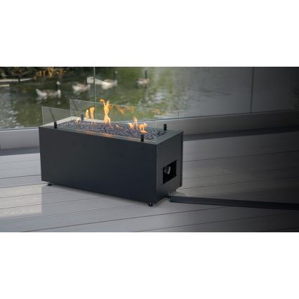 Planika - zewnętrzny gaz Kominek 41,4x69,8 cm 10kW 1xAAA czarny + pokrowiec ochronny