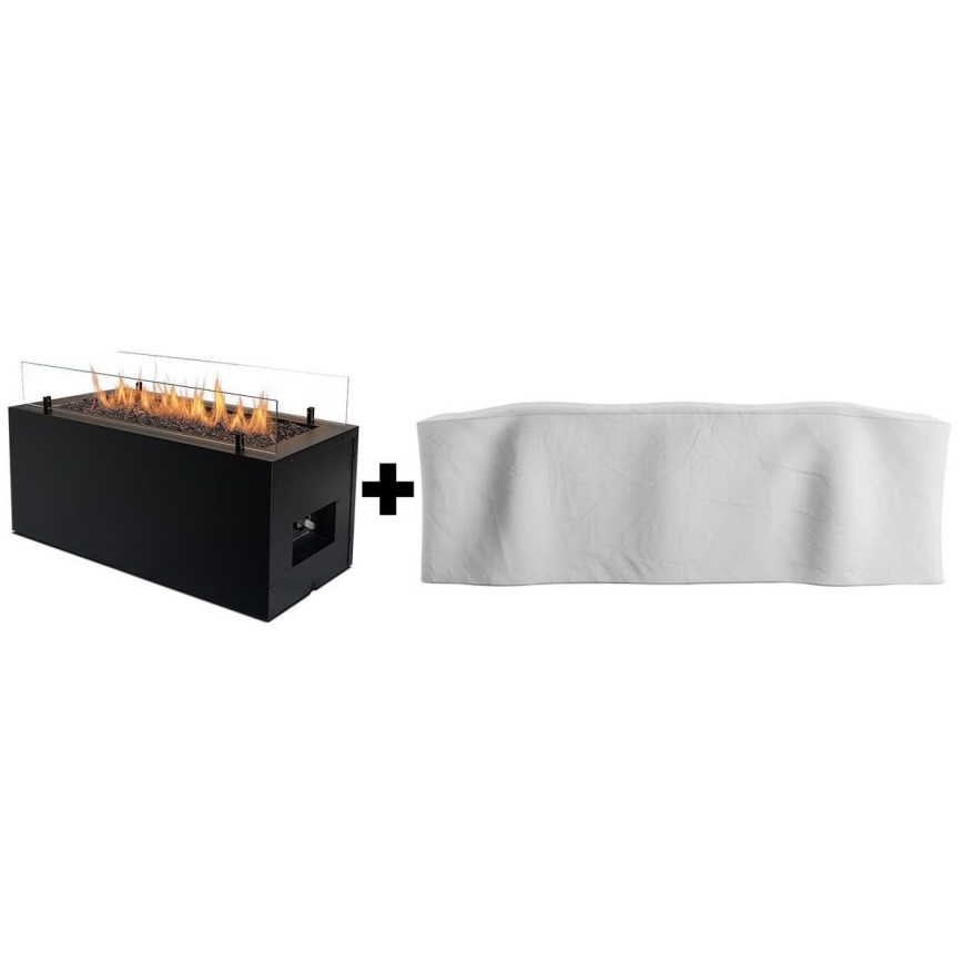 Planika - zewnętrzny gaz Kominek 41,4x69,8 cm 10kW 1xAAA czarny + pokrowiec ochronny