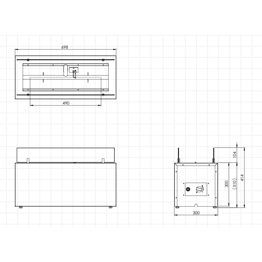 Planika - zewnętrzny gaz Kominek 41,4x69,8 cm 10kW 1xAAA czarny + pokrowiec ochronny
