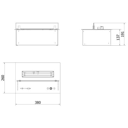 Planika - Wbudowany BIO kominek na pilota 19,1x38 cm 2,5kW/230V czarny