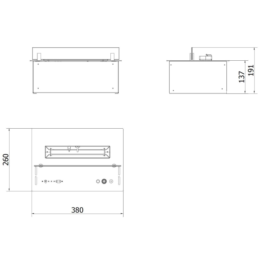 Planika - Wbudowany BIO kominek na pilota 19,1x38 cm 2,5kW/230V czarny