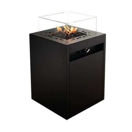 Planika - zewnętrzny gaz Kominek 79,7x48 cm 10kW 1xAAA czarny + pokrowiec ochronny
