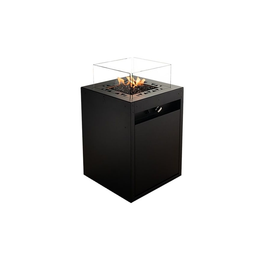 Planika - zewnętrzny gaz Kominek 79,7x48 cm 10kW 1xAAA czarny + pokrowiec ochronny