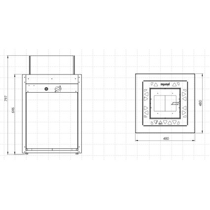 Planika - zewnętrzny gaz Kominek 79,7x48 cm 10kW 1xAAA czarny + pokrowiec ochronny