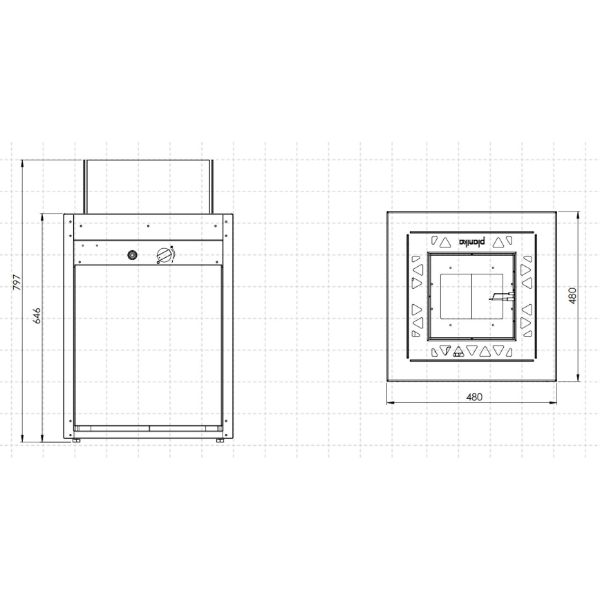 Planika - zewnętrzny gaz Kominek 79,7x48 cm 10kW 1xAAA czarny + pokrowiec ochronny