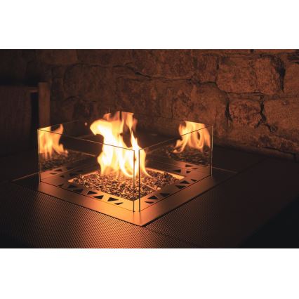 Planika - zewnętrzny gaz Kominek 79,7x90 cm 10kW 1xAAA czarny + pokrowiec ochronny