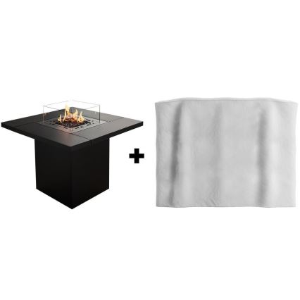 Planika - zewnętrzny gaz Kominek 79,7x90 cm 10kW 1xAAA czarny + pokrowiec ochronny