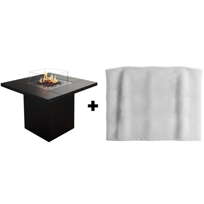 Planika - zewnętrzny gaz Kominek 79,7x90 cm 10kW 1xAAA czarny + pokrowiec ochronny