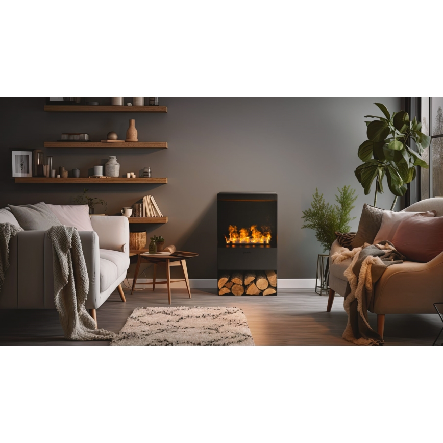 Planika - Water vapor Kominek na pilota 83x48 cm 125W/230V czarne
