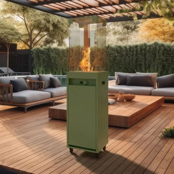 Planika - zewnętrzny gaz Kominek 142x36 cm 8kW 1xAAA zielony + pokrowiec ochronny