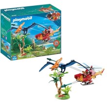 Playmobil - Dziecięcy zestaw do budowania helikoptera z Pterodactylem 39 szt.