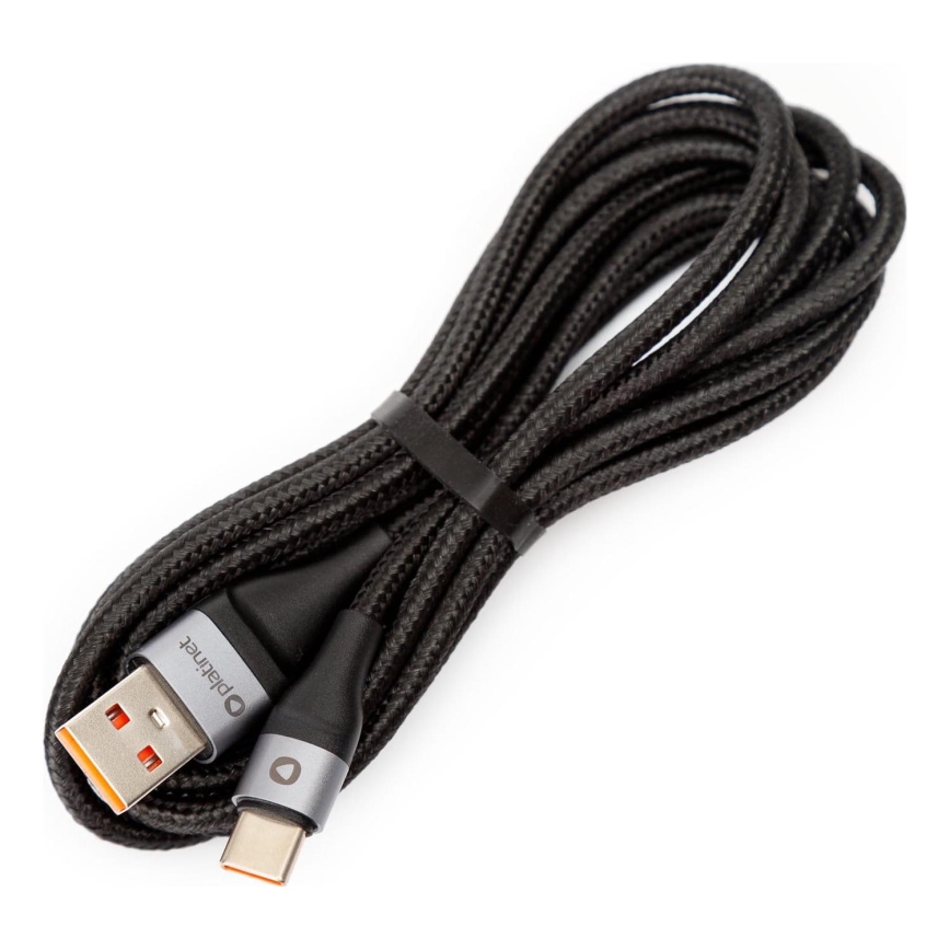 Pleciony kabel USB USB-A / USB-C złącze 18W 2m czarny