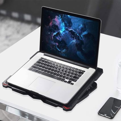 Podkładka chłodząca do laptopa 5× wiatrak 2×USB czarna