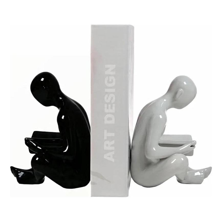 Podpórka do książek 17,5x13x14 cm czarna/biała