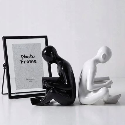 Podpórka do książek 17,5x13x14 cm czarna/biała