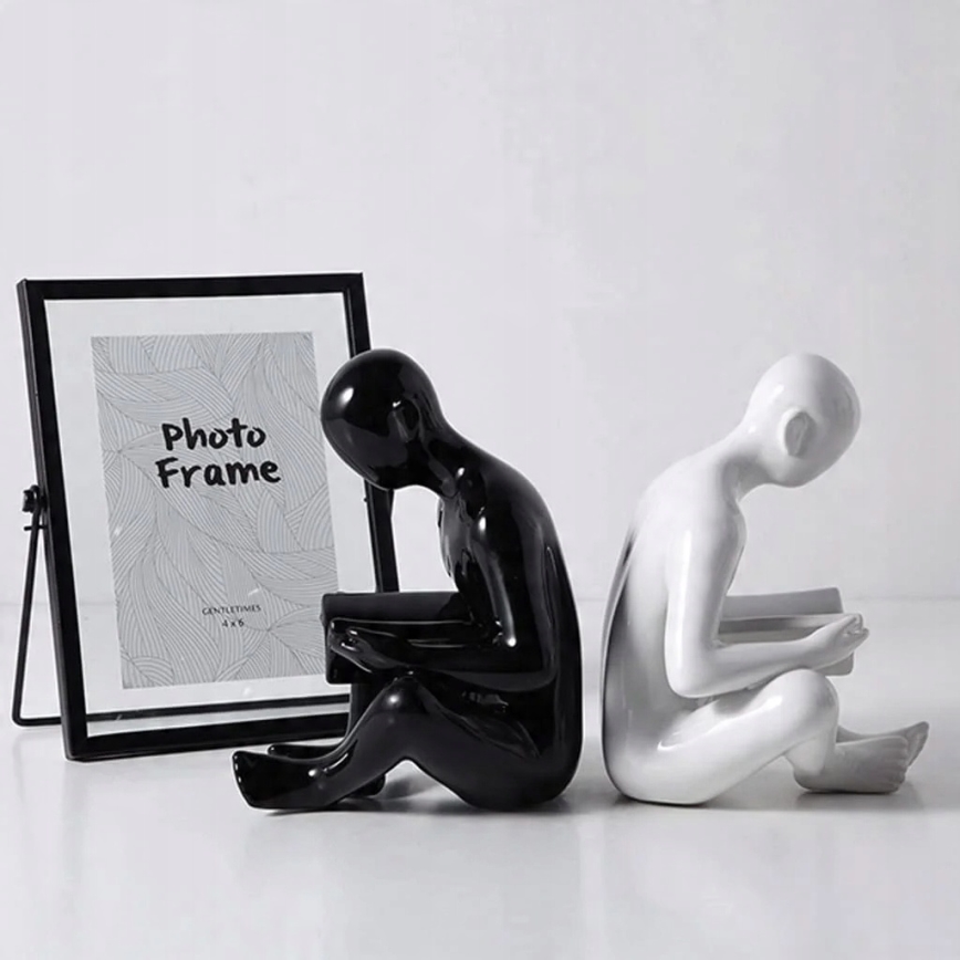 Podpórka do książek 17,5x13x14 cm czarna/biała