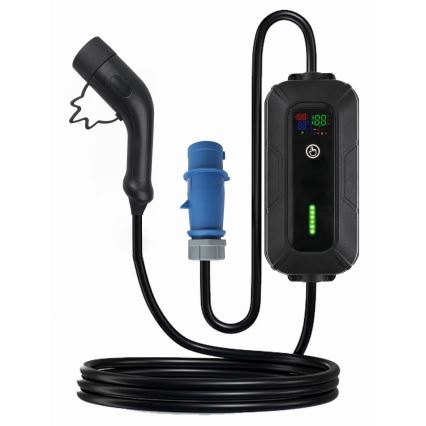 Podróżna stacja ładowania samochodów elektrycznych EV/PHEV AC Type 2 32A/230V 7,4kW IP55 5m + adapter 230V 3,7kW + pudełko