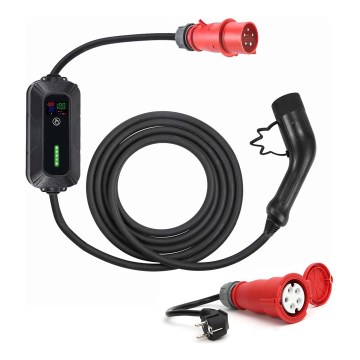 Podróżna stacja ładowania samochodów elektrycznych EV/PHEV AC Type 2 16A/400V 22kW IP55 7m + adapter 230V 3,7kW + pudełko