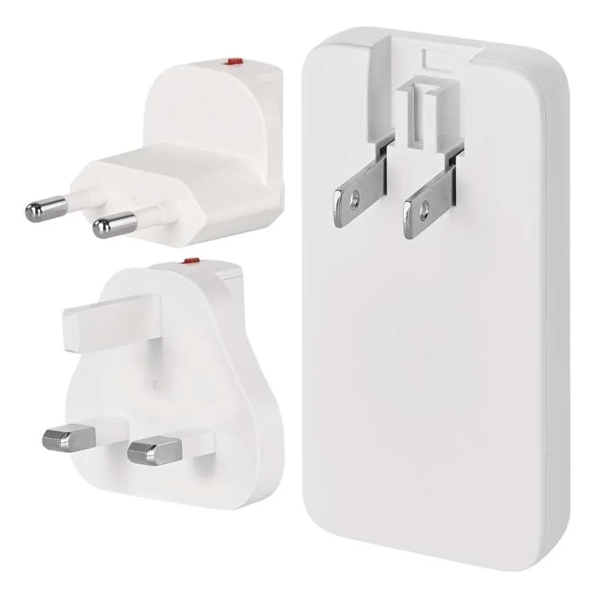Podróżny adapter USB z wymiennymi wtyczkami GaN 100–250 V